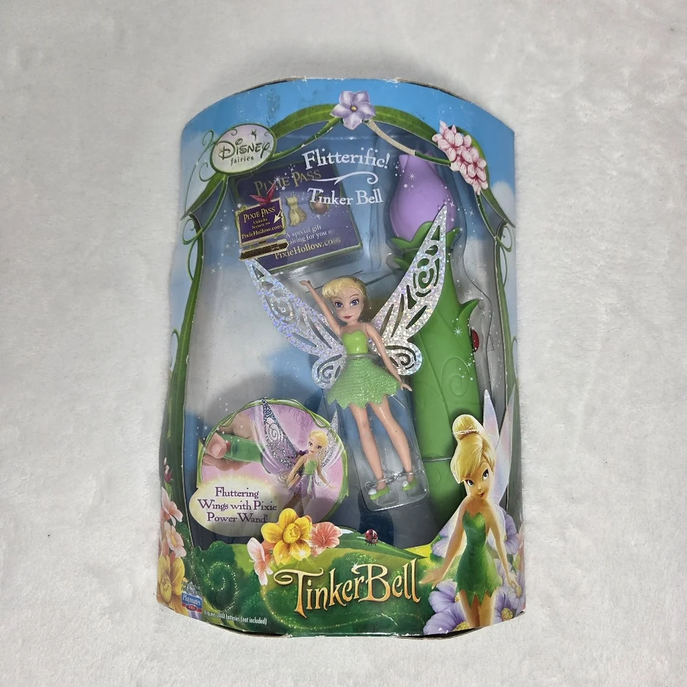 Disney Flitterific Tinker‎ Bell Power Wand Doll Pixie Fairies 2009 Playmates Toy